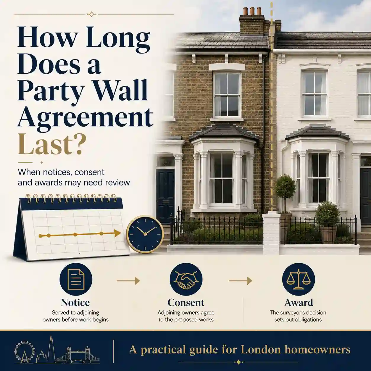 Timeline explaining how long Party Wall Notices, written consent and Party Wall Awards remain valid