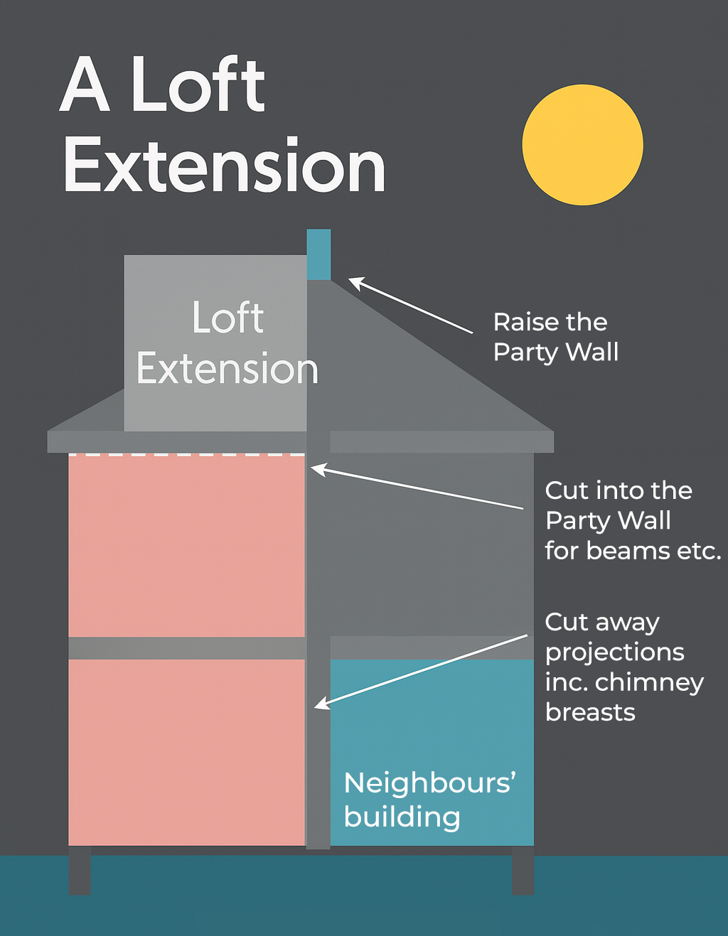 Loft conversion steel beam party wall diagram