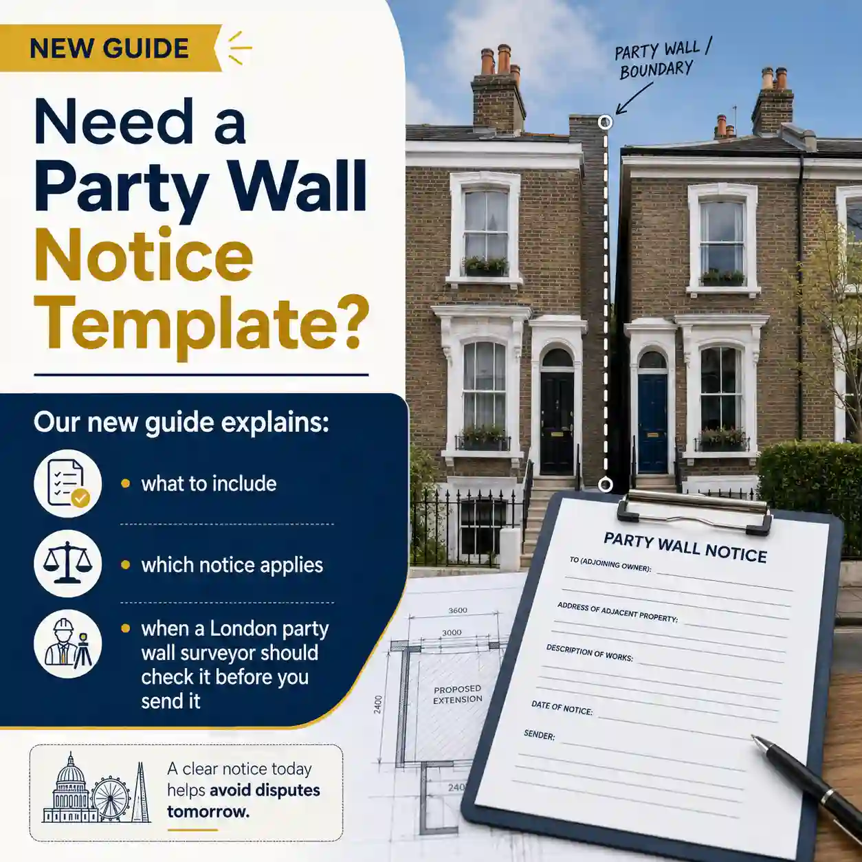 Party Wall Notice template guide for London homeowners planning building works near a neighbour