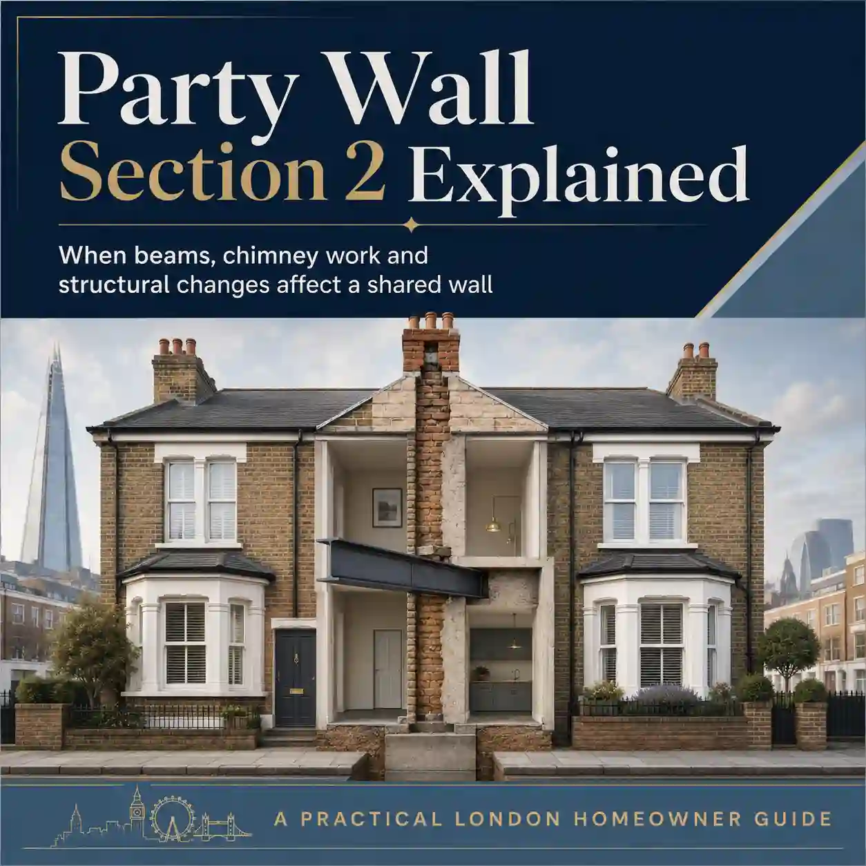 Party Wall Section 2 explained showing structural work to an existing party wall in London