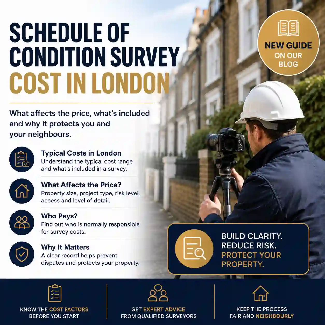 Party wall surveyor completing a Schedule of Condition survey at a London property