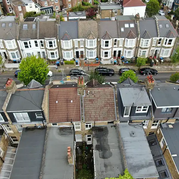 Commercial building drone survey in London by Hourican Associates chartered surveyors