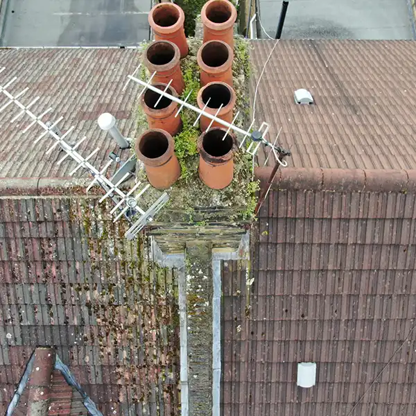 Drone roof inspection in London undertaken by experienced party wall surveyors